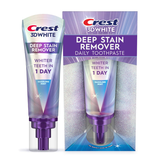 Crest frasco frontal mostrando diseño y marca, beneficios visuales