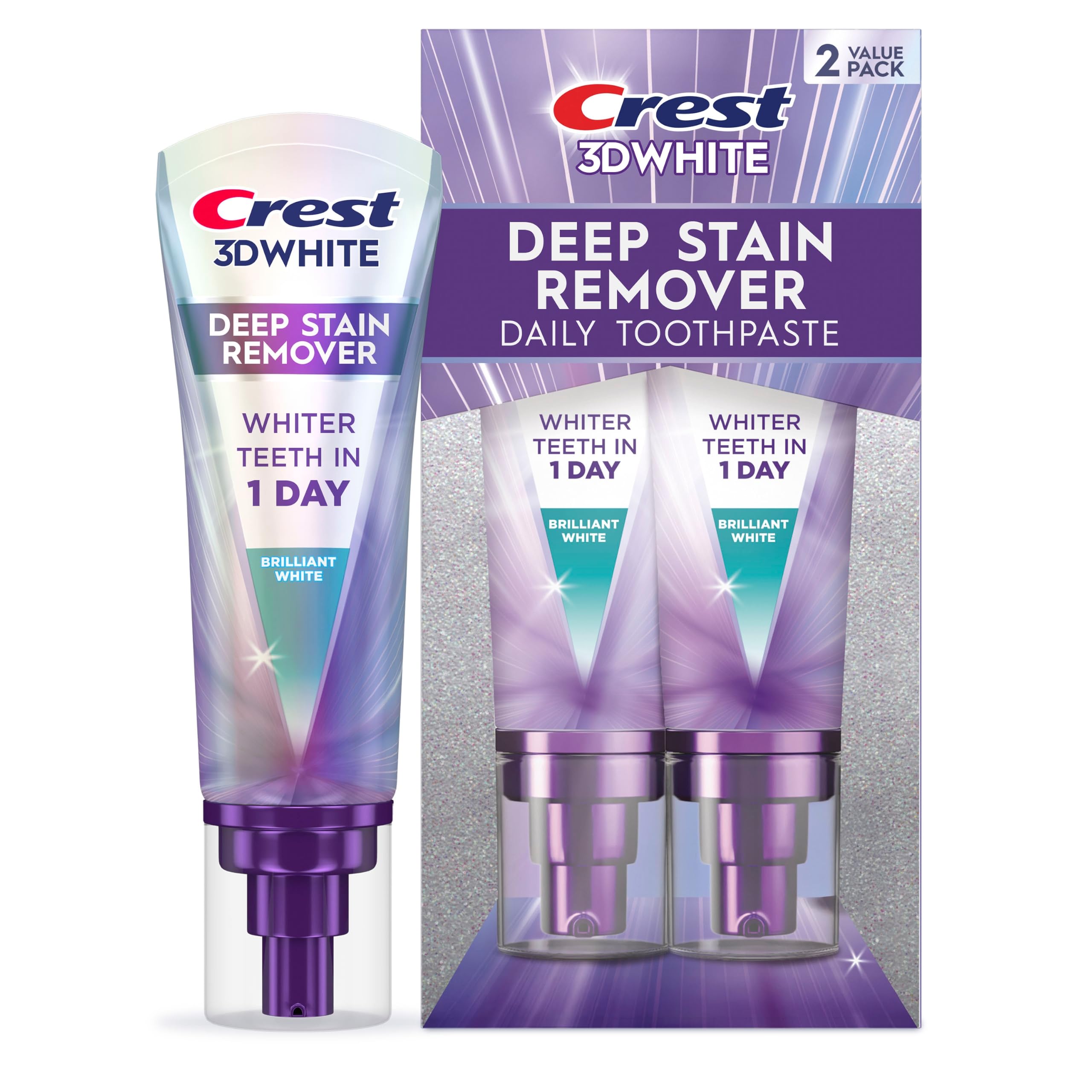 Crest empaque frontal mostrando diseño y beneficio blanqueador