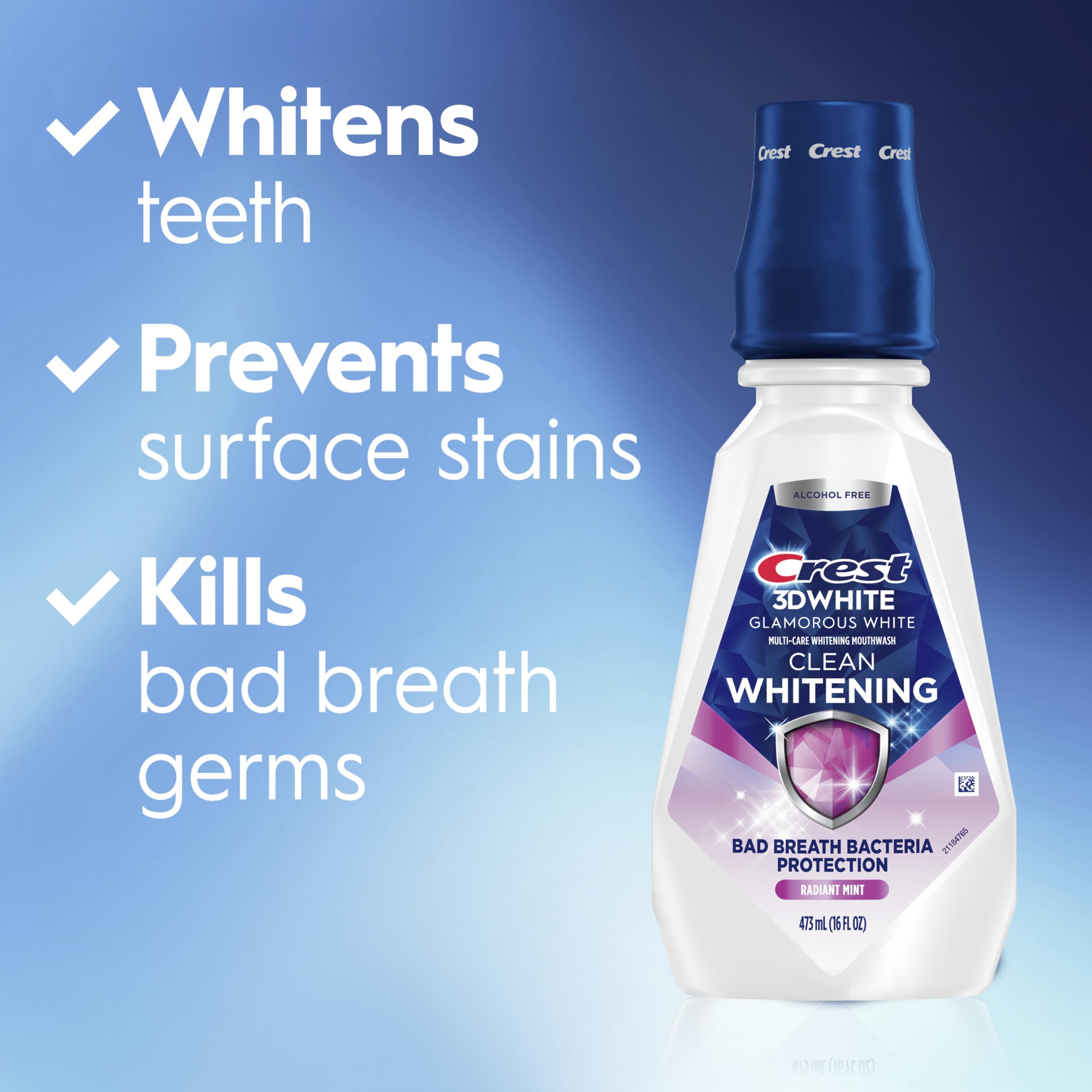 Crest detalle de la etiqueta mostrando Whitelock y beneficios visibles