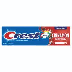 Crest tubo abierto con textura de pasta canela mostrando consistencia y sabor distintivo