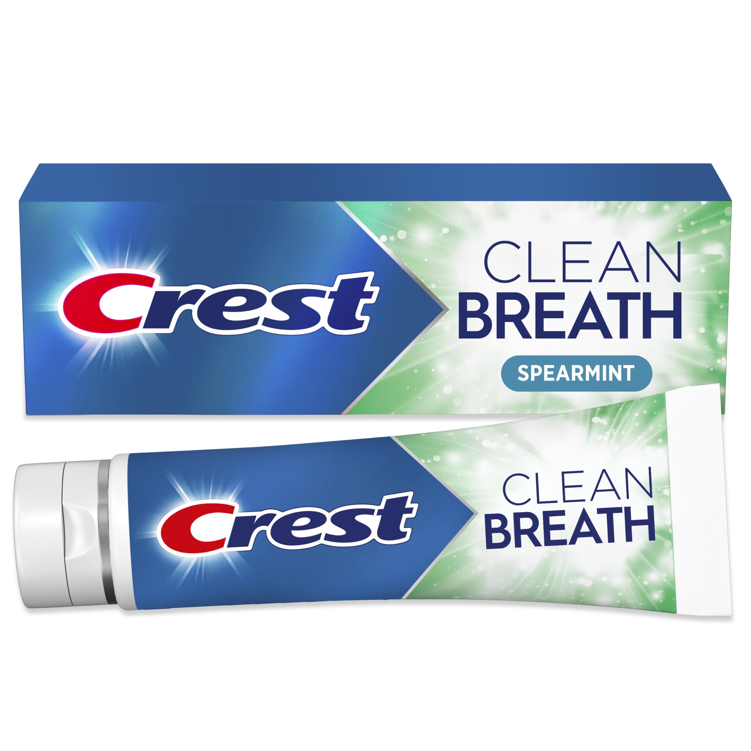 Crest frente del tubo mostrando el envase y frescor spearmint