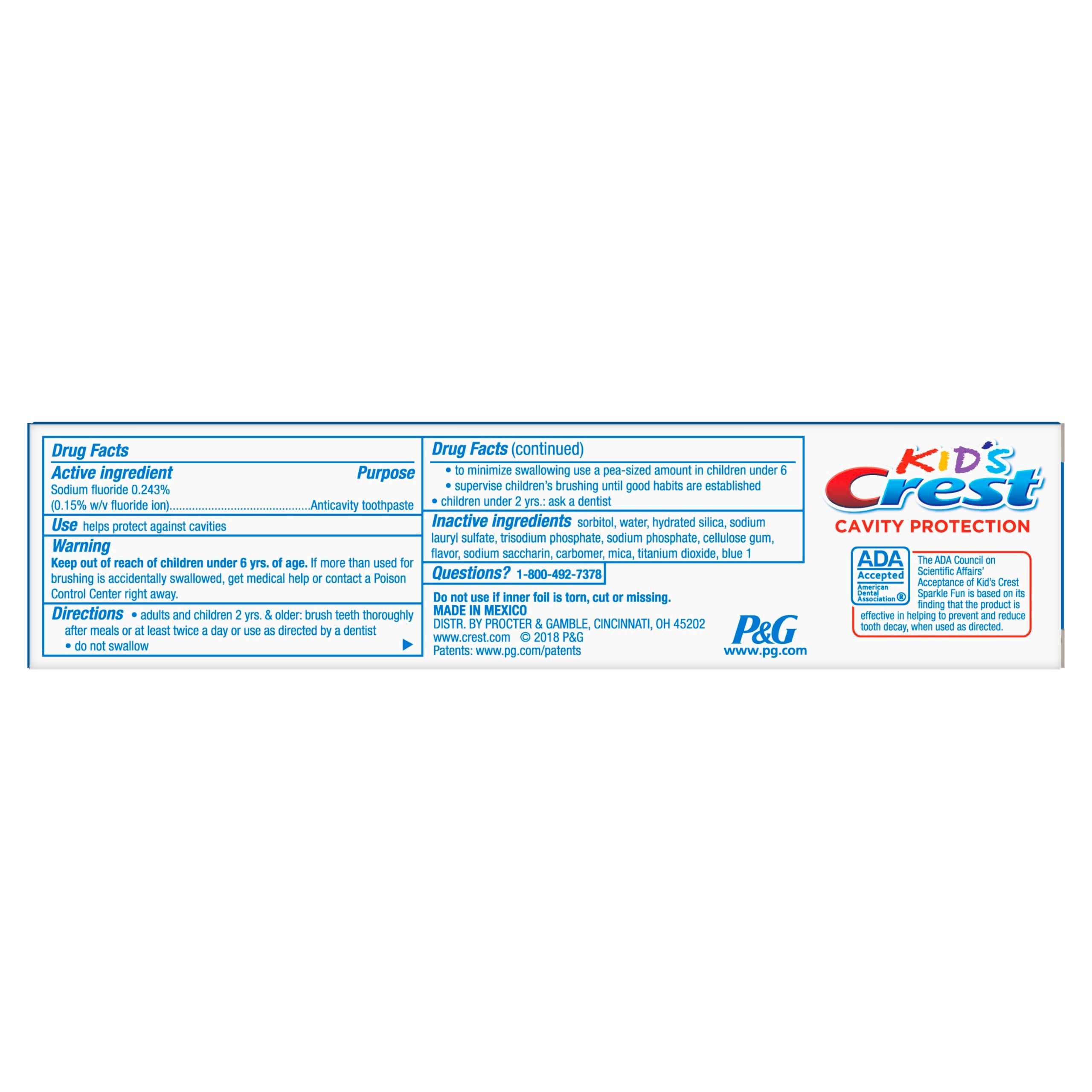 Crest cierre mostrando sabor Sparkle Fun y atractivo sensorial para niños