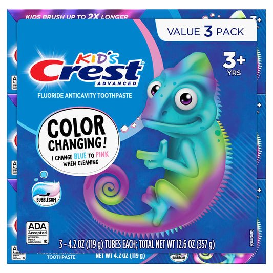 Crest textura de la pasta azul antes de cambiar a rosa para motivar cepillado