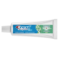 Crest etiqueta con ingredientes y beneficios visibles para confianza