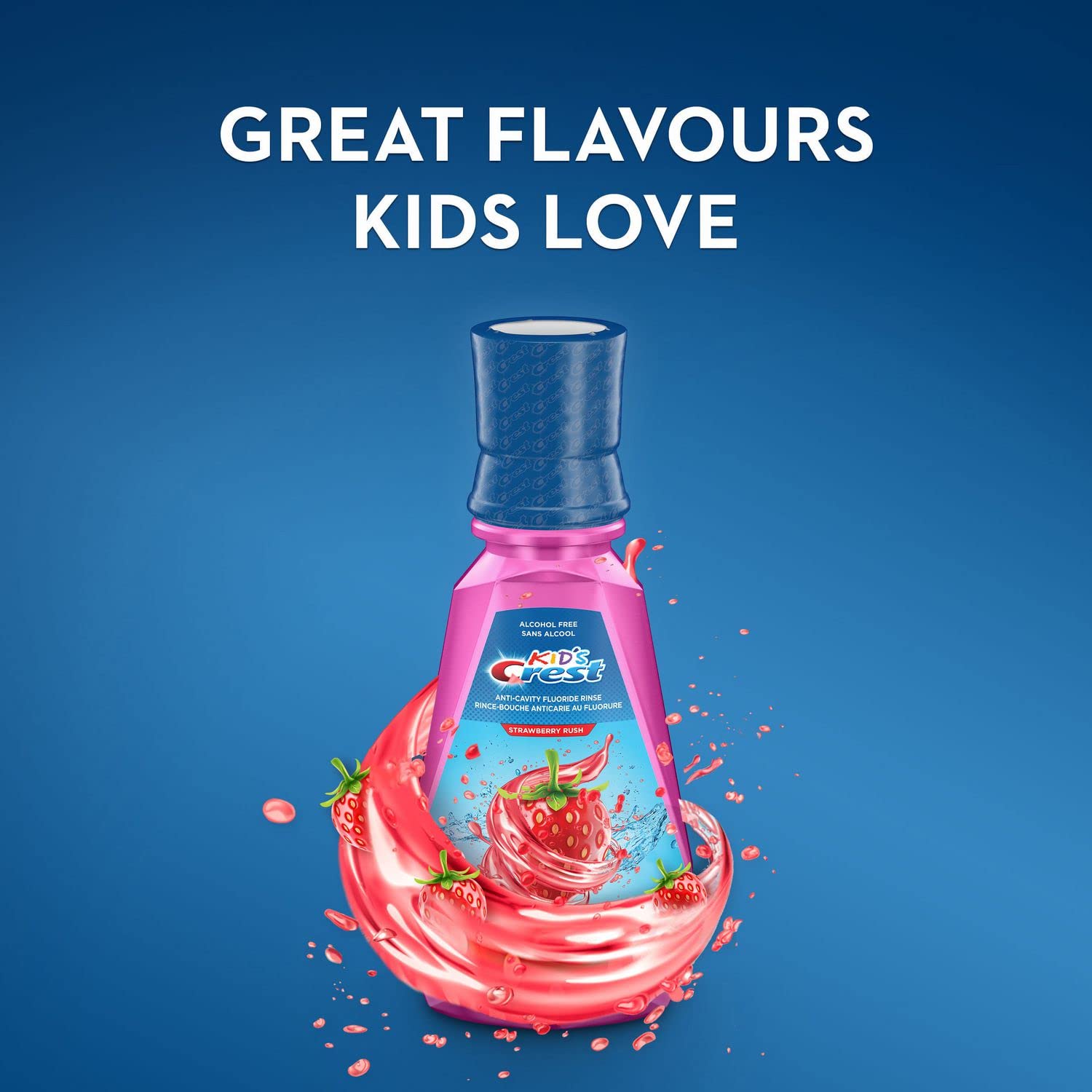 Detalle del líquido Strawberry Rush de Crest para apreciar color y textura, facilita uso atractivo