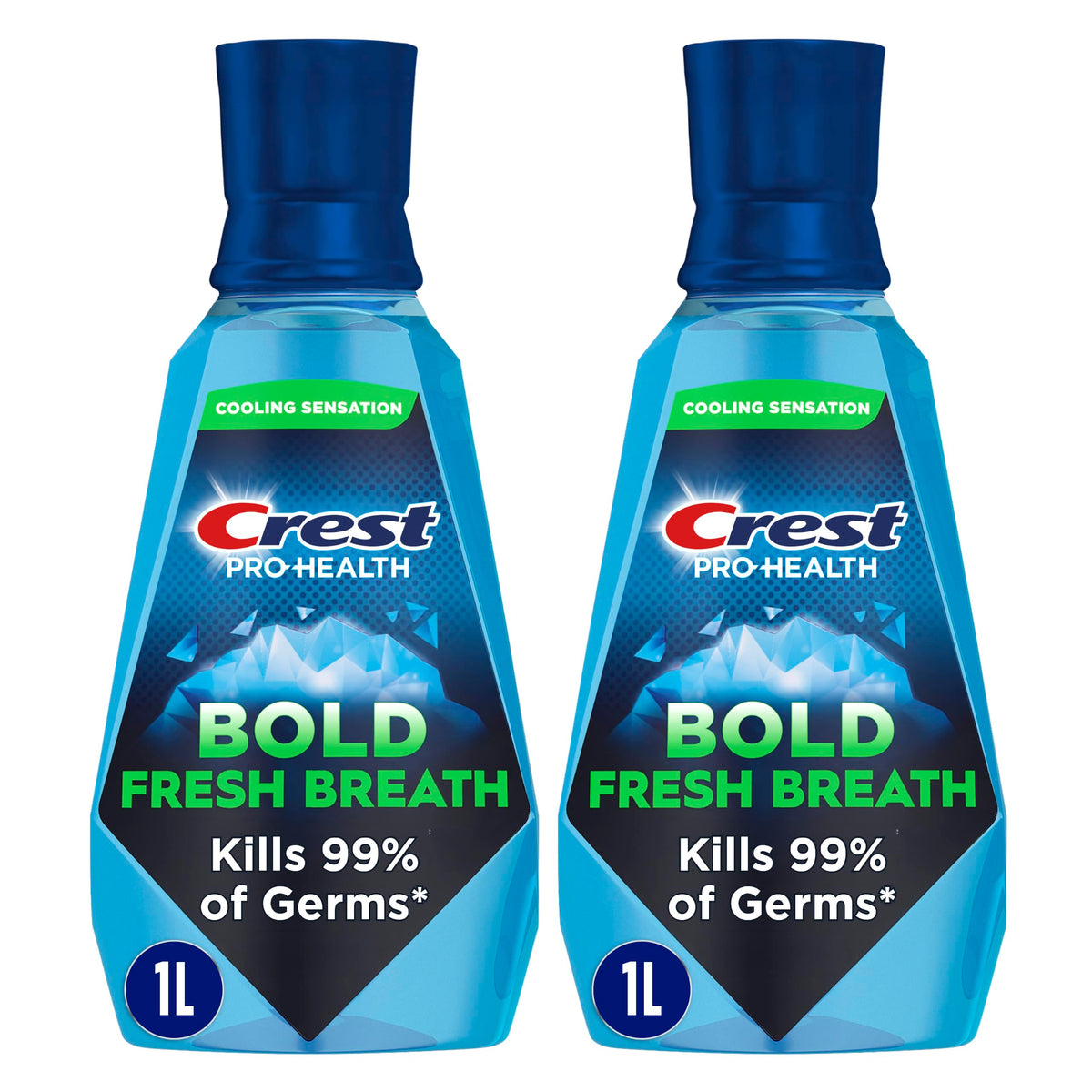 Crest enjuague frontal pack de dos, ofrece protección antiplaca y frescor