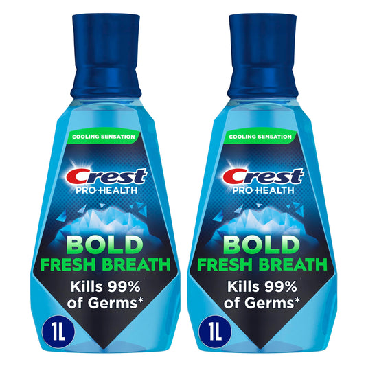 Crest enjuague frontal pack de dos, ofrece protección antiplaca y frescor