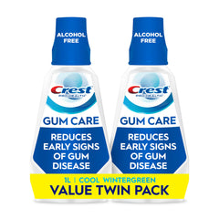 Crest enjuague frontal pack 2 mostrando botellas y etiqueta y beneficio de protección