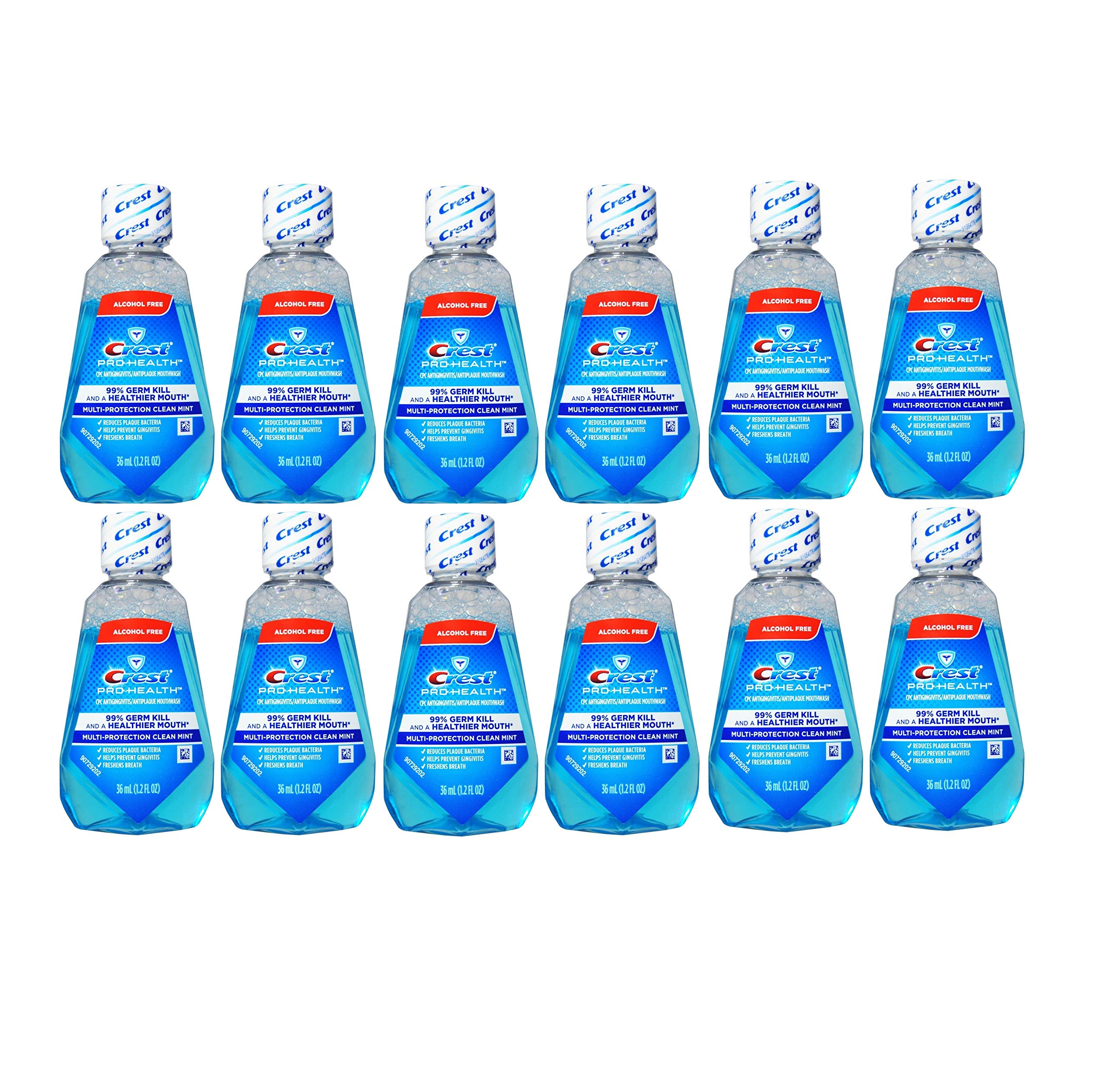 Crest envase frontal de 36 ml mostrando marca y frescura