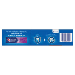 Crest etiqueta enfocada en ingredientes bicarbonato y peróxido