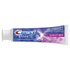 Crest etiqueta con ingredientes y beneficio de fluoruro para el esmalte