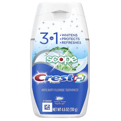 Crest empaque frontal mostrando gel y beneficio limpieza diaria