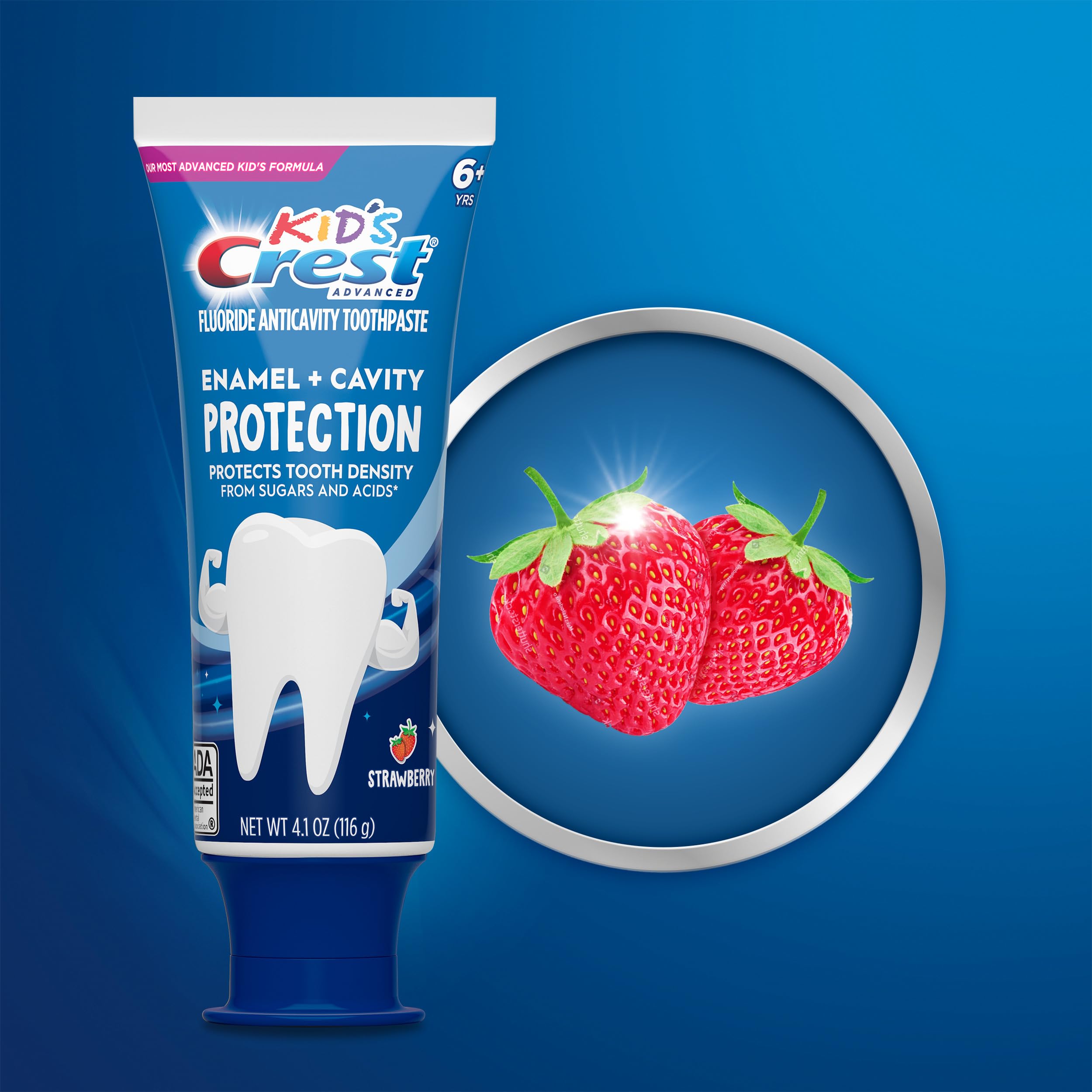 Crest comparación de tamaño en mano para medir porciones