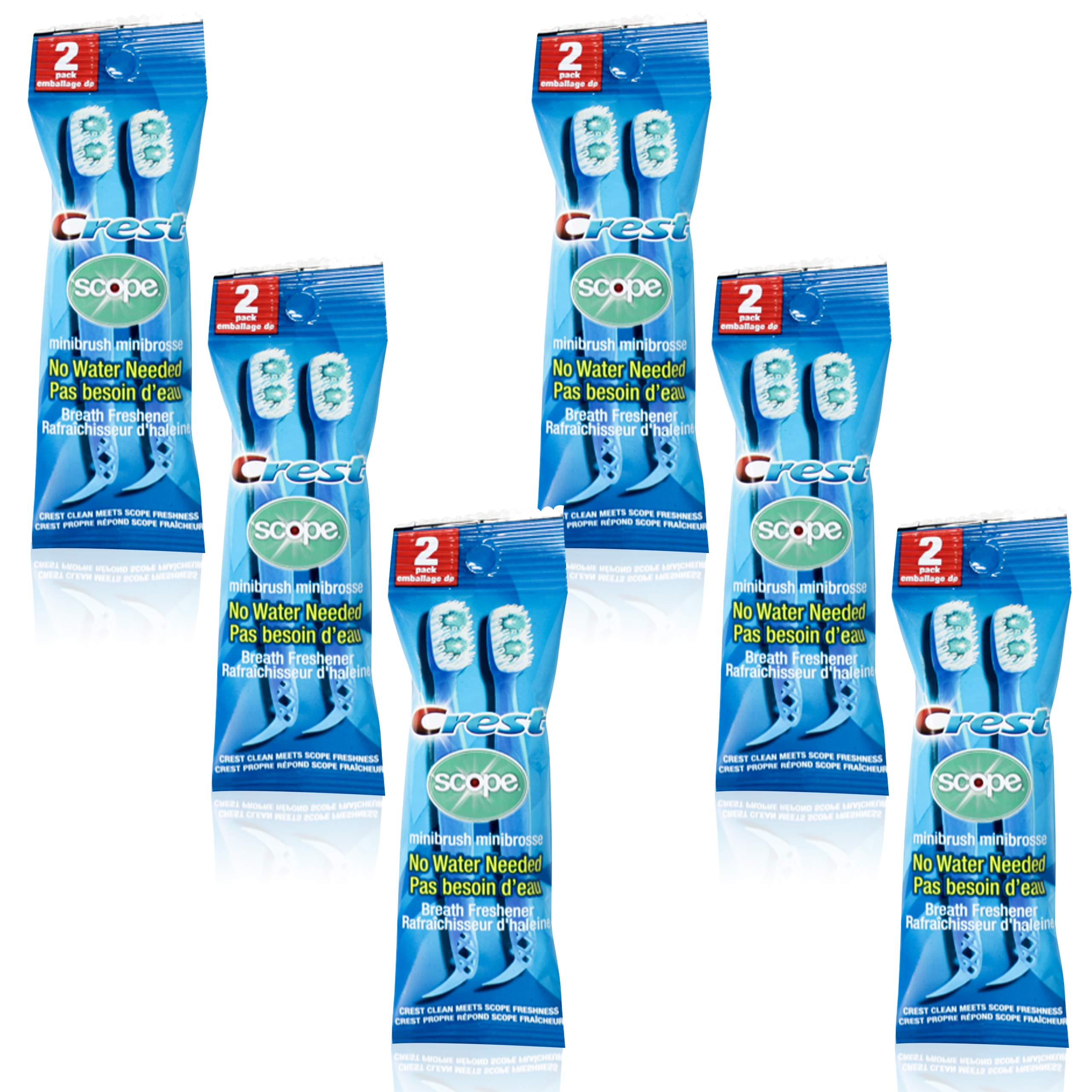 Crest mini brushes empaque frontal con beneficio de portabilidad
