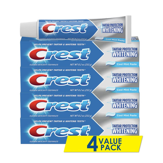 Crest presentación frontal pack de 4 mostrando ahorro y disponibilidad