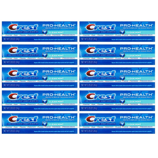 Crest Pro-Health vista frontal del pack, práctico para viajar