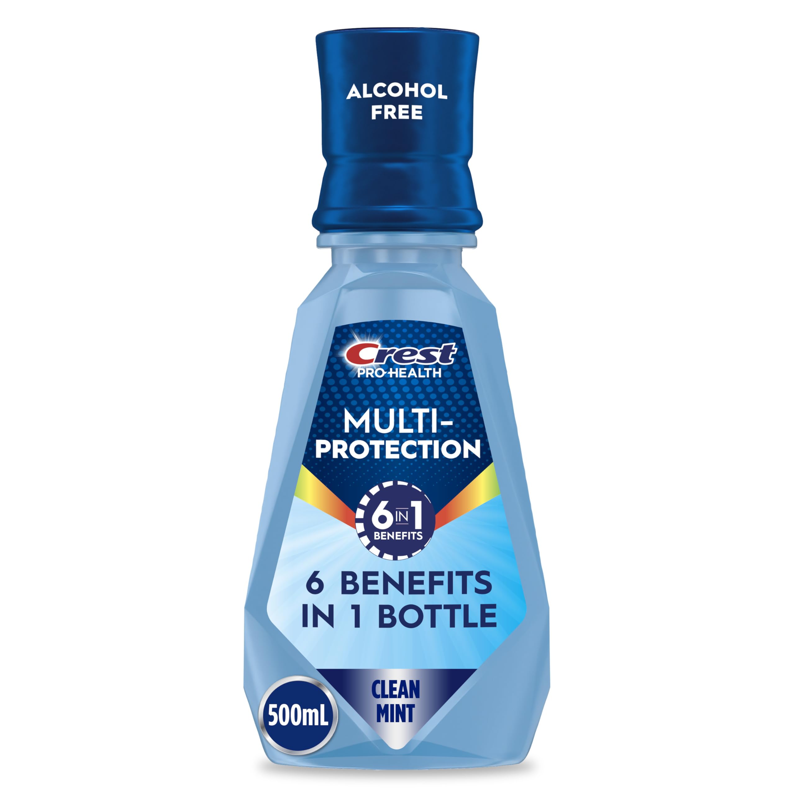 Crest botella frontal pack de cuatro muestra ahorro y protección