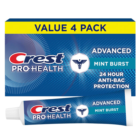 Crest envase frontal mostrando beneficios y tamaño en pack