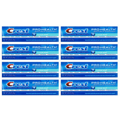 Crest Pro-Health vista frontal del pack de 8 tubos, fácil identificación y almacenamiento