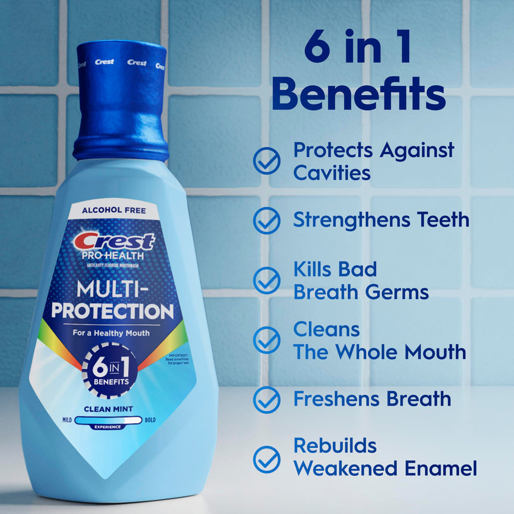Crest fluido textura sin alcohol para enjuague suave y eficaz