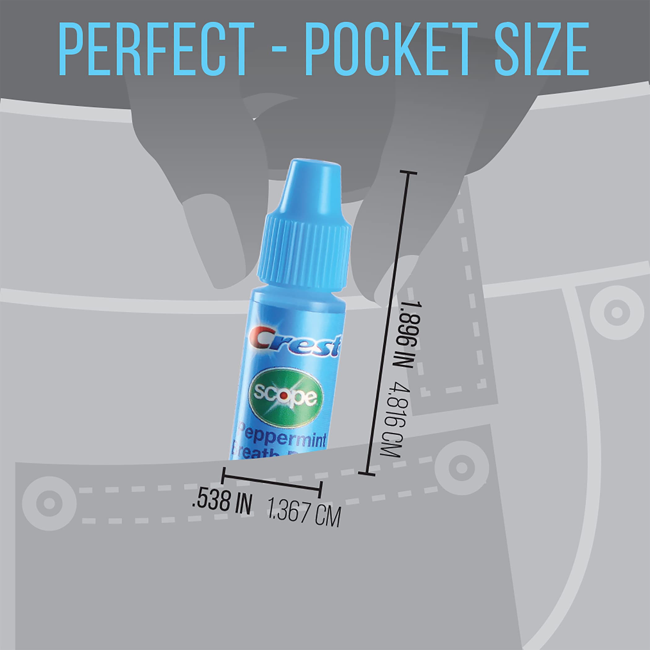 Crest Scope primer plano de textura de la gota que indica sabor intenso