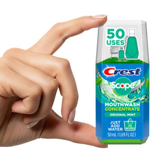 Crest Scope etiqueta clara con información e ingredientes accesibles
