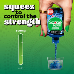 Crest taza incluida al lado del frasco para mezclar con agua y preparar enjuague