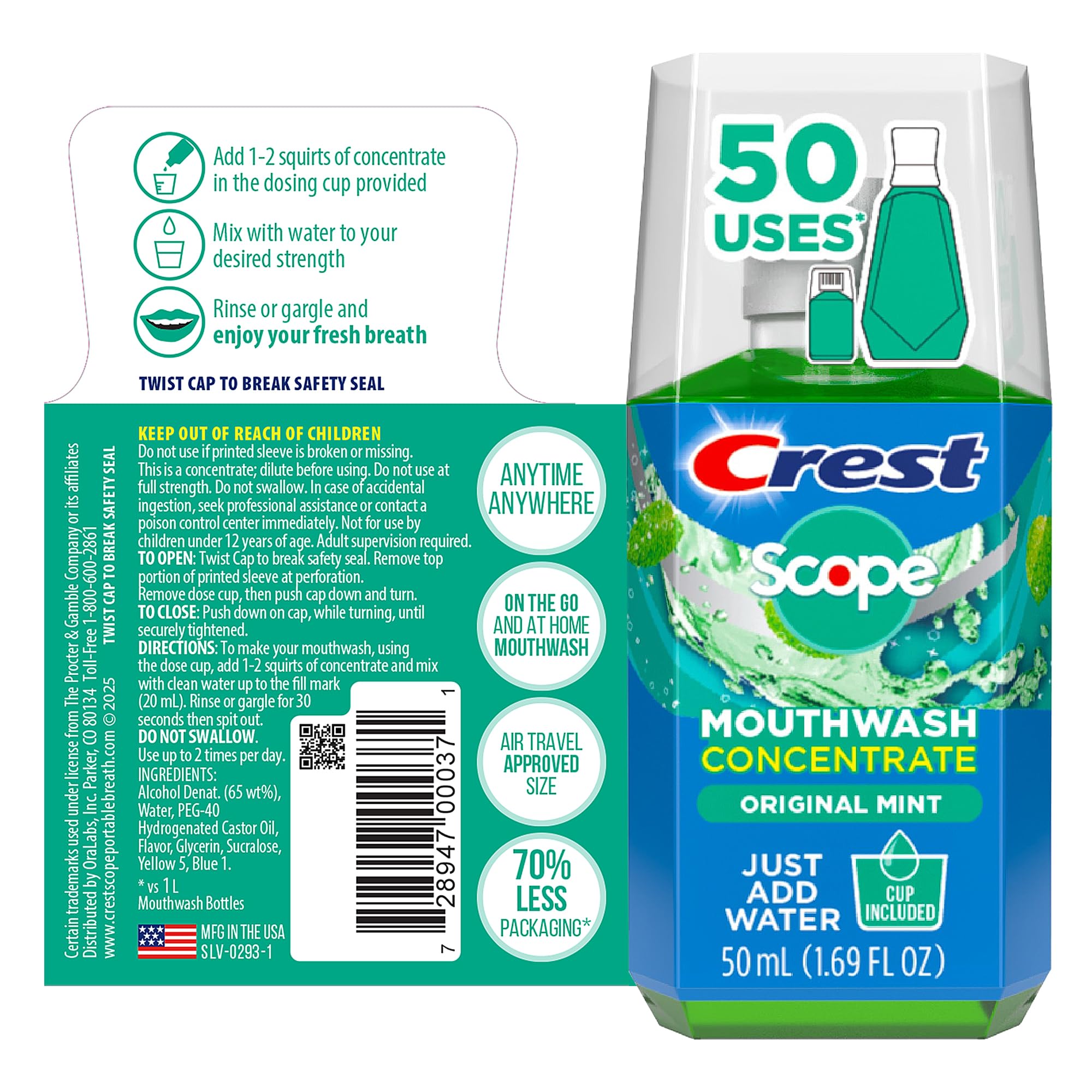 Crest Scope gota de concentrado mostrando textura y facilidad de diluir