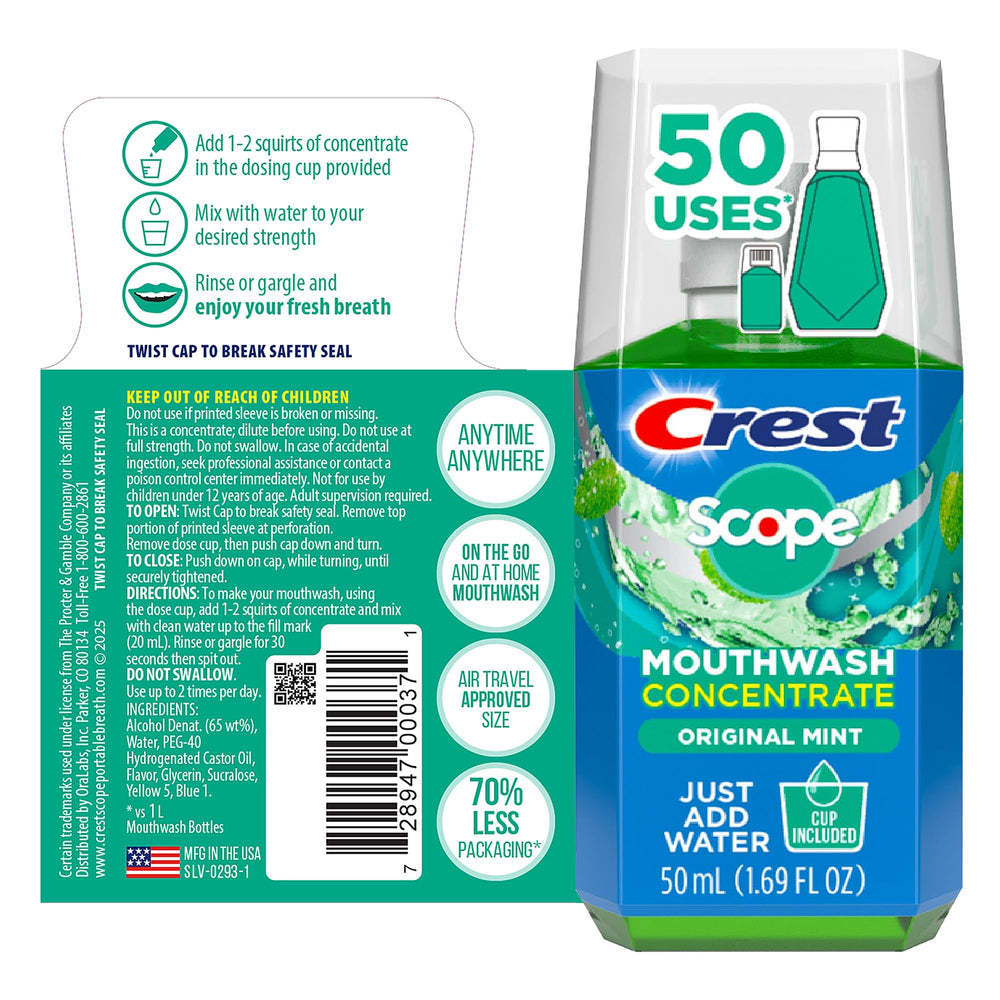 Crest Scope gota de concentrado mostrando textura y facilidad de diluir