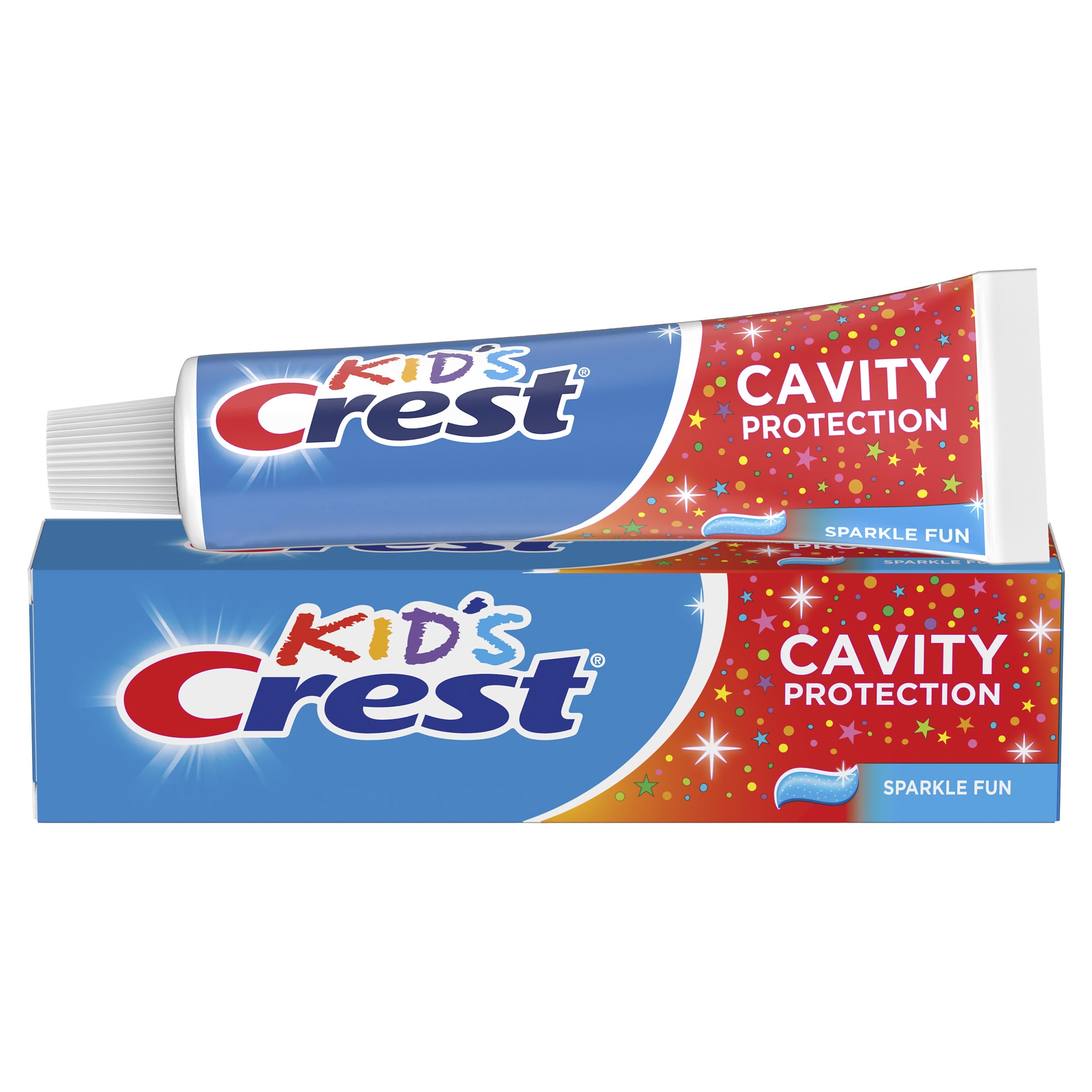 Crest tubo Sparkle Fun frontal mostrando diseño llamativo y beneficio de atracción