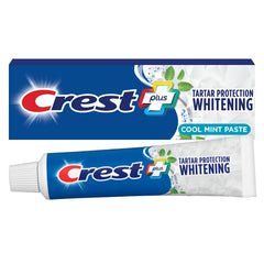 Crest tubo frontal mostrando la marca y beneficio antisarro