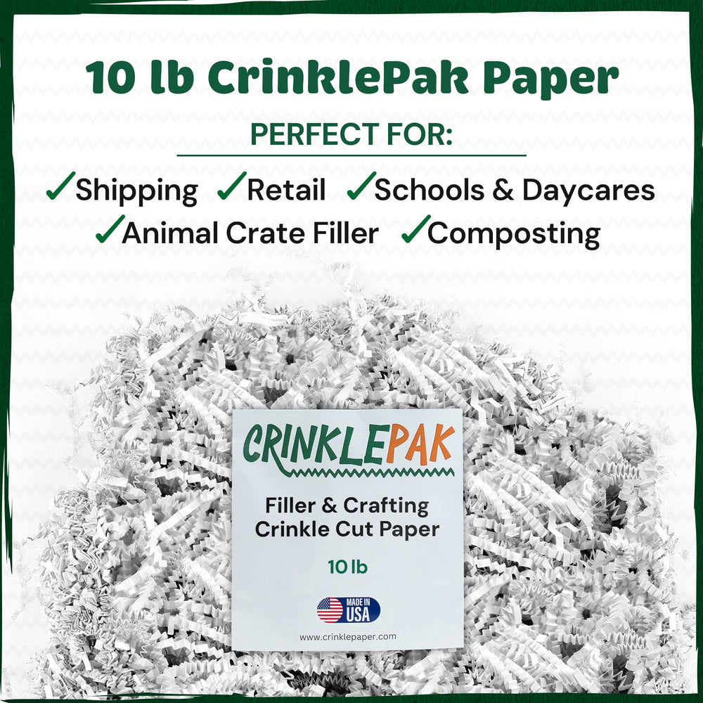 CrinklePak etiqueta que indica hecho en USA y apoyo a la economía local