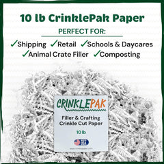 CrinklePak etiqueta que indica hecho en USA y apoyo a la economía local