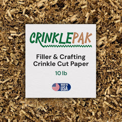 CrinklePak empaque frontal mostrando 10 lb y apariencia kraft, mejora la presentación