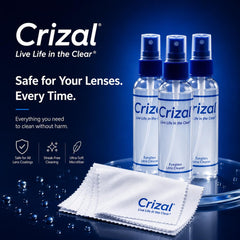 Crizal botella 2 oz primer plano, solución segura para AR