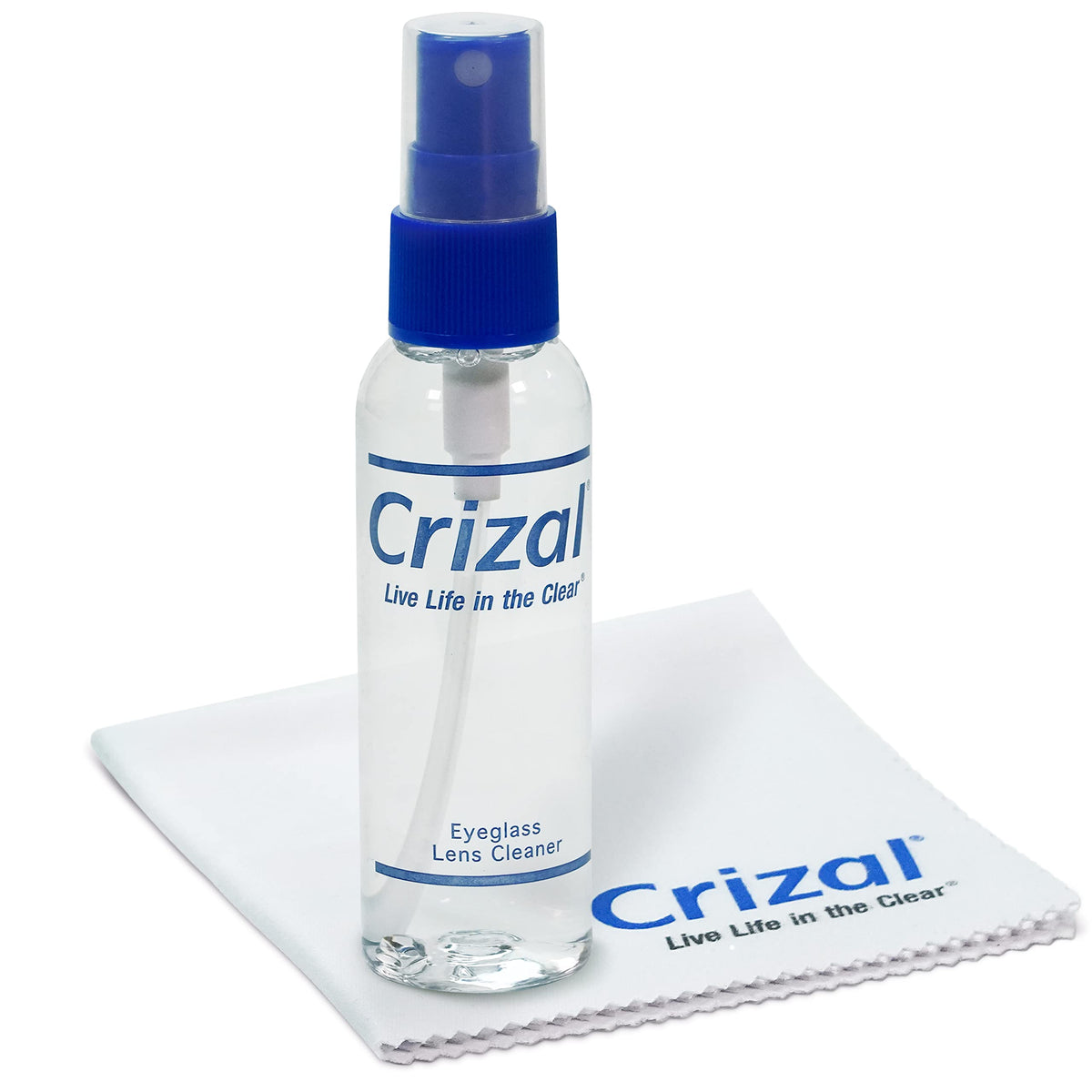 Crizal kit frontal mostrado en fondo neutro, limpieza fiable