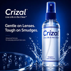 Crizal® lente antes y después de limpiar para mejor claridad visual