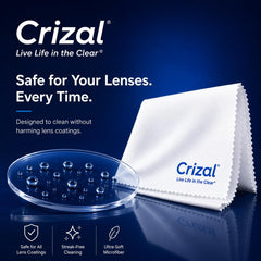 Crizal paño microfibra textura visible, elimina polvo sin rayar
