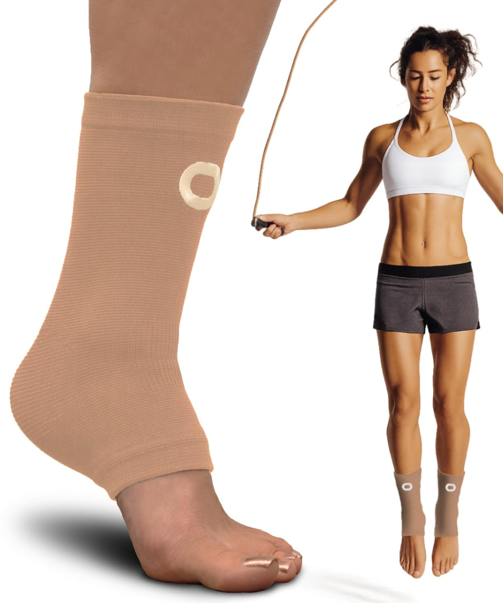 Crucial Compression tobillera frontal mostrando ajuste cómodo y protección