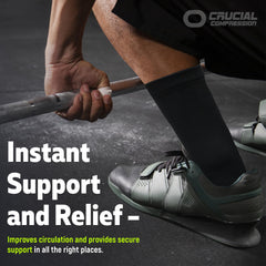 Crucial Compression uso dentro de zapatilla demostrando ajuste bajo calzado