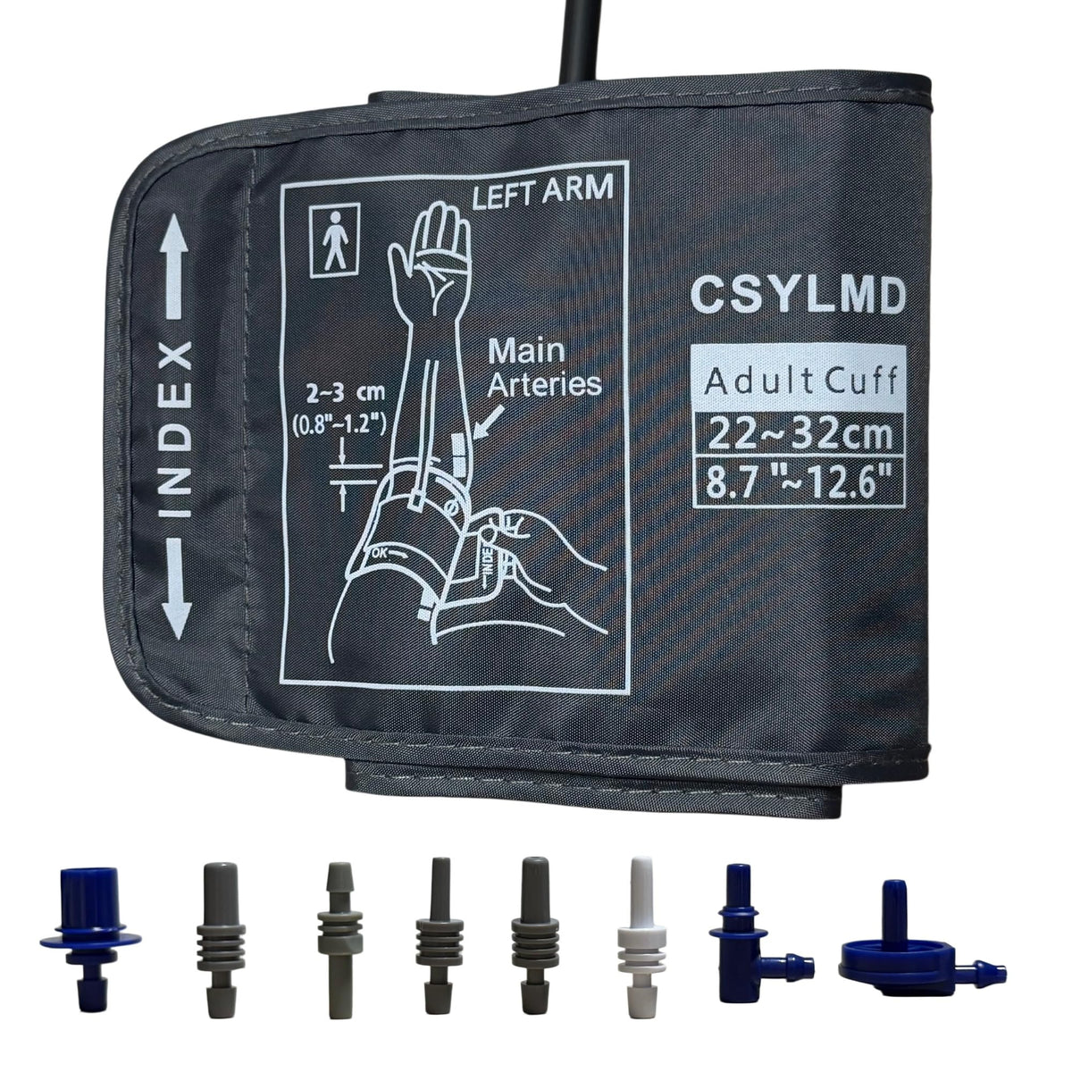 CSYLMD manguito frontal empaquetado mostrando compatibilidad y tamaño medio