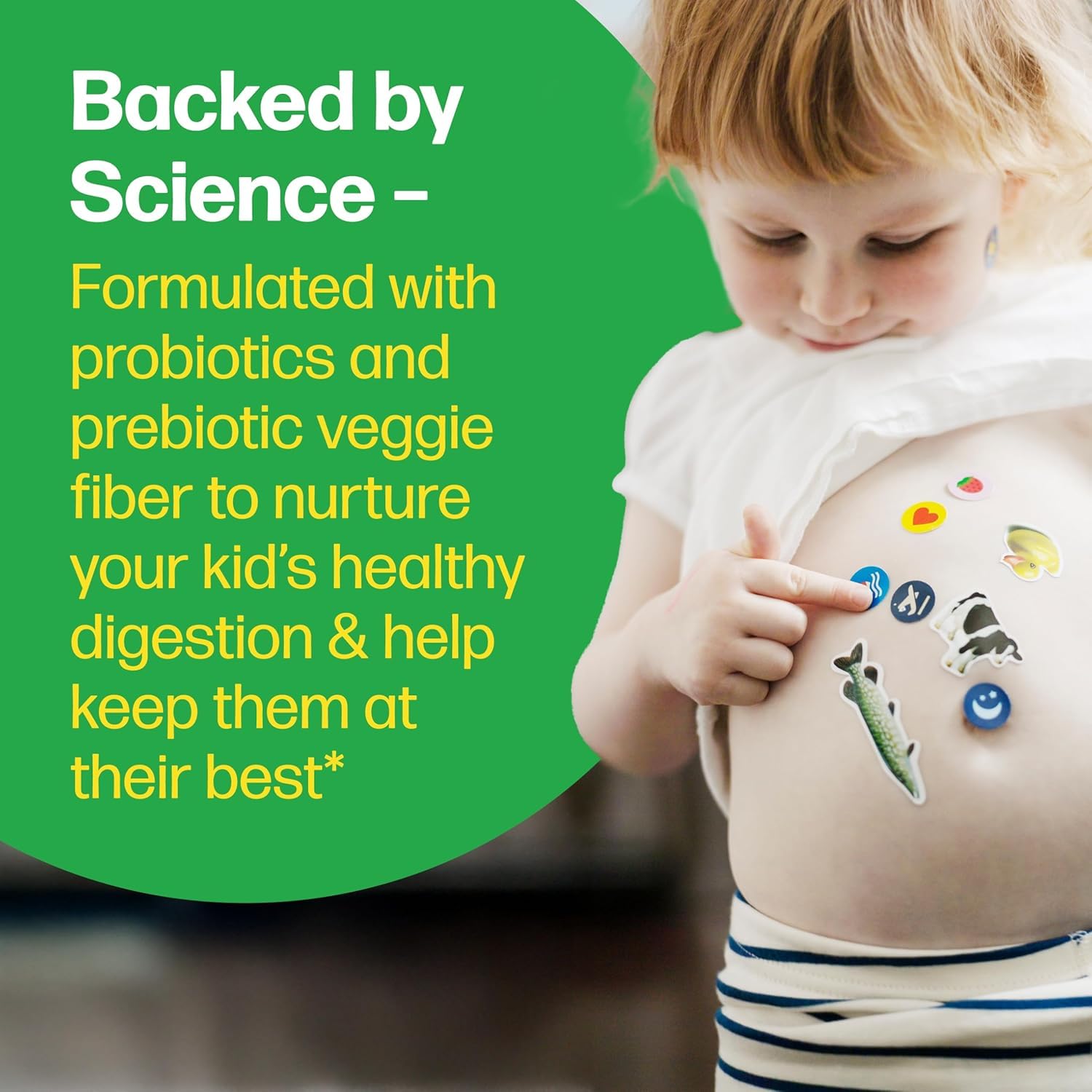 Culturelle etiqueta con lista de ingredientes y ventajas para padres