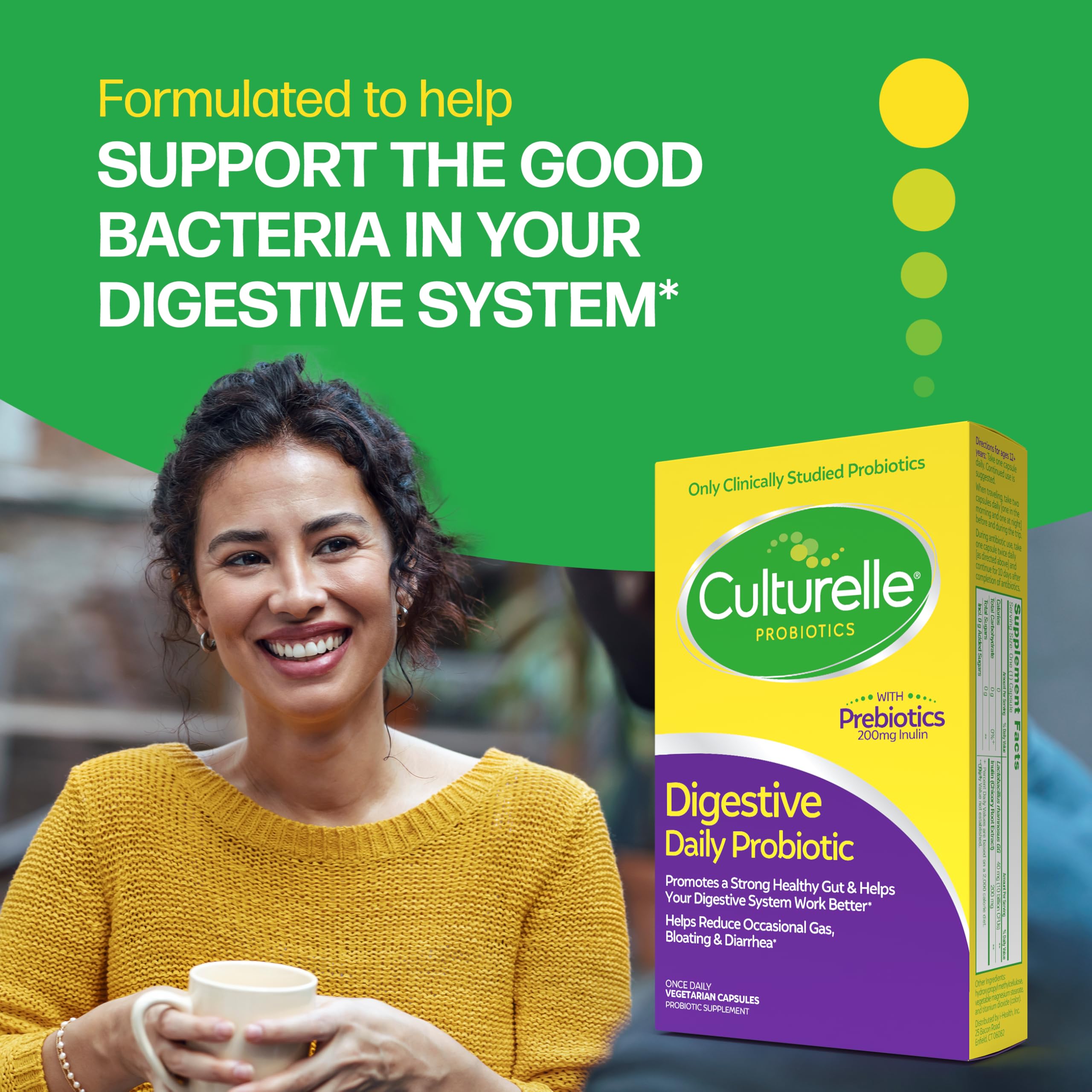 Culturelle cápsula en mano para comparar tamaño y facilidad de toma