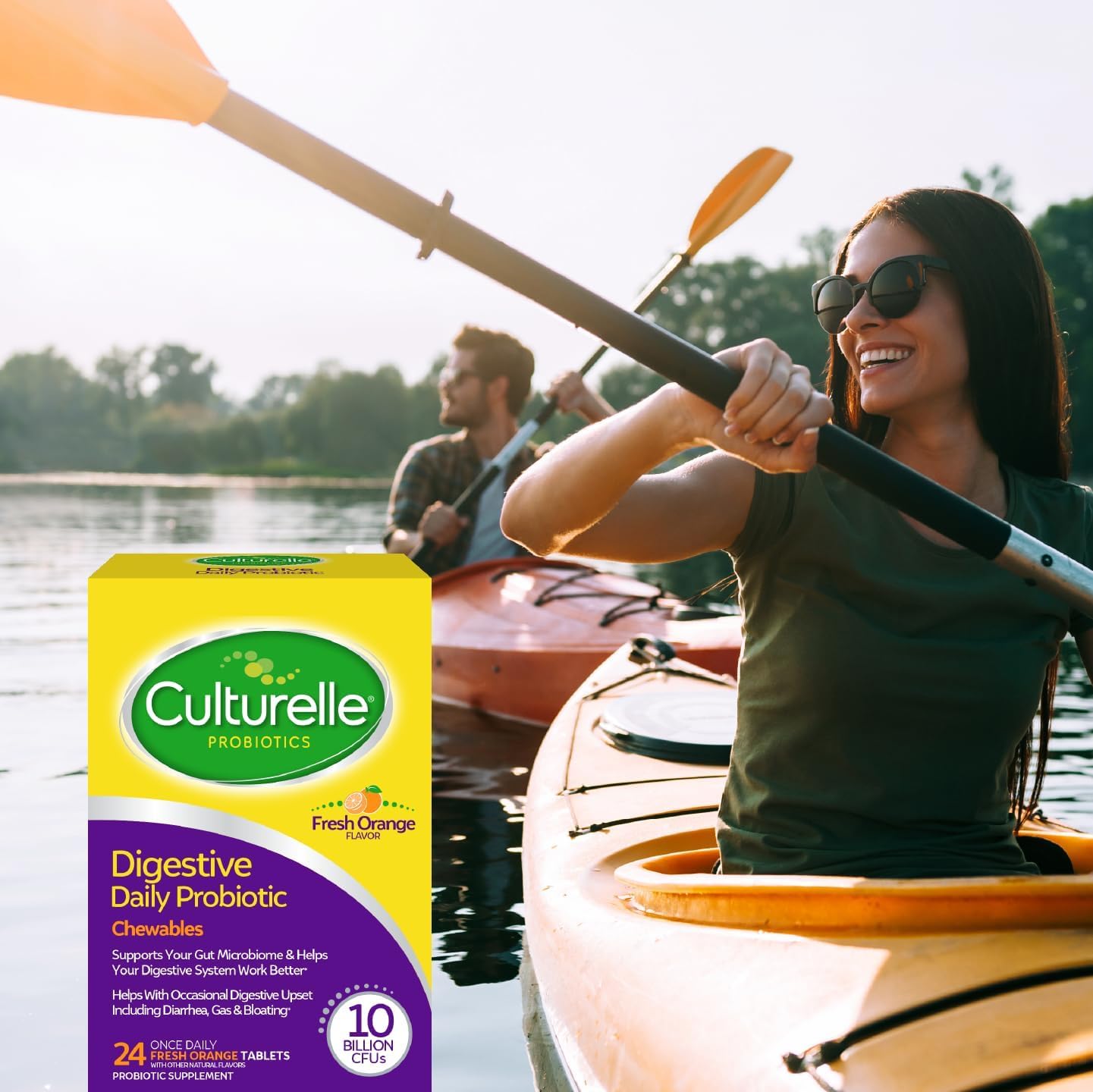 Culturelle en cocina junto a frutas para uso diario y conveniencia