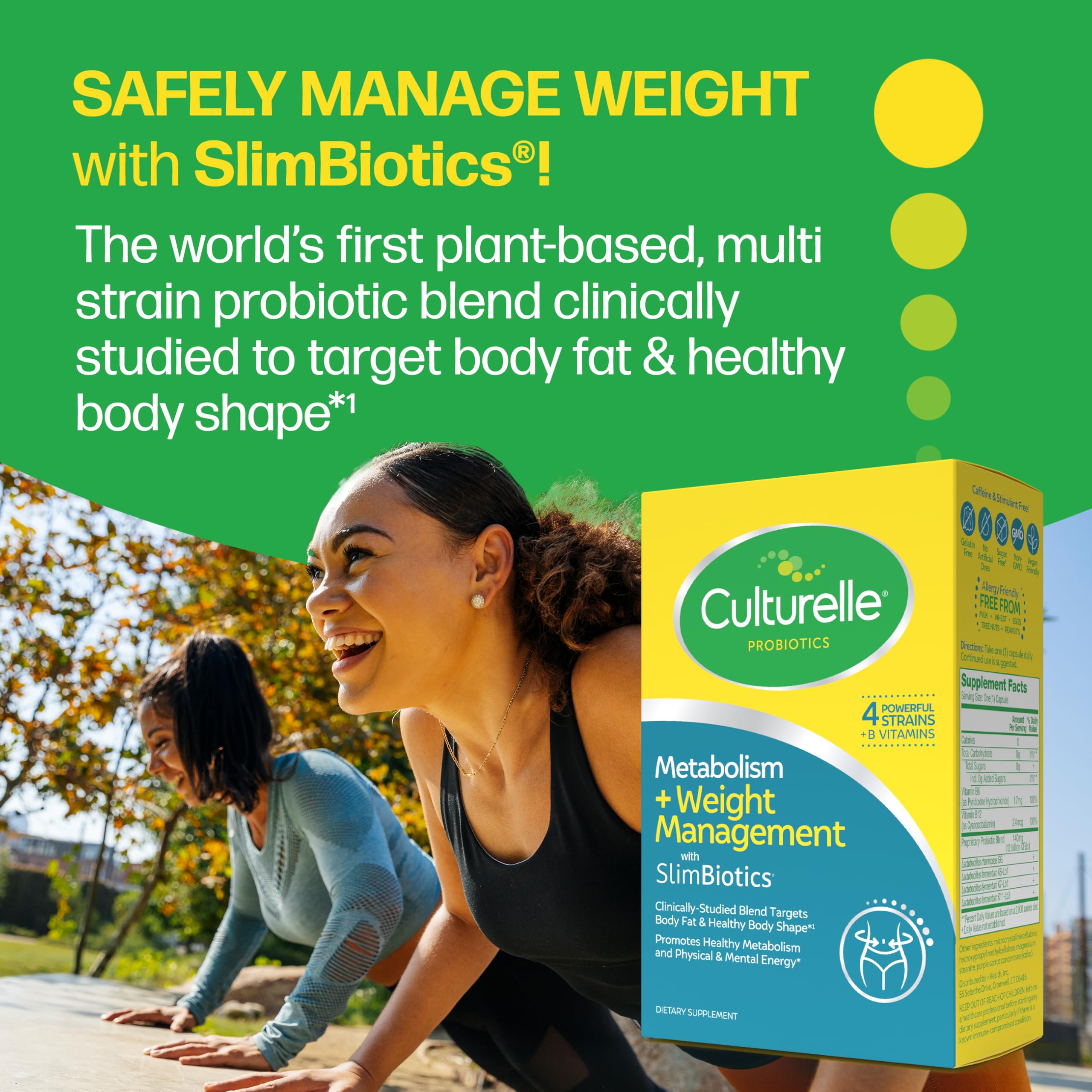 Culturelle etiqueta con ingredientes y beneficios para revisión informada