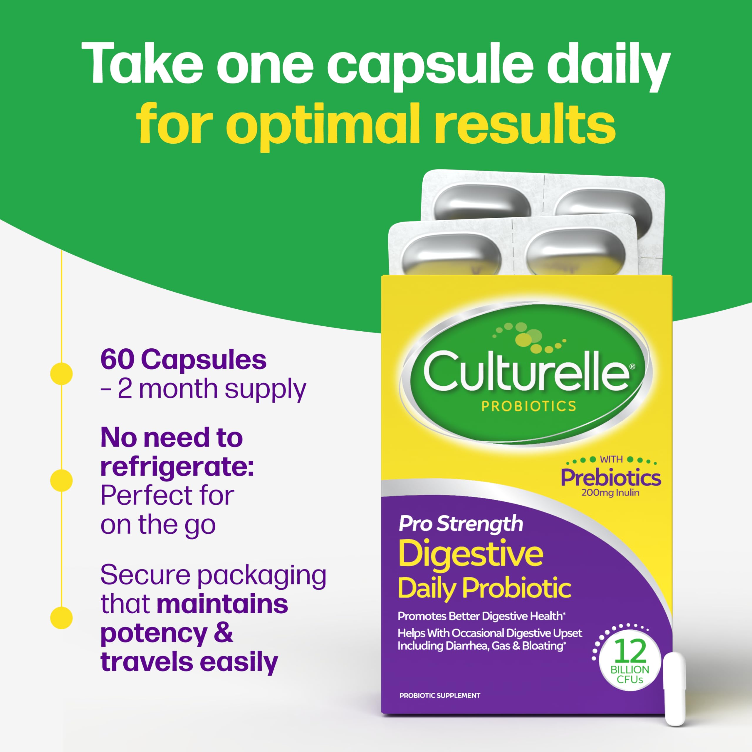 Culturelle etiqueta con ingredientes y beneficios probiótico y prebiótico