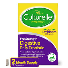 Culturelle vista frontal del envase mostrando 60 cápsulas y beneficio digestivo