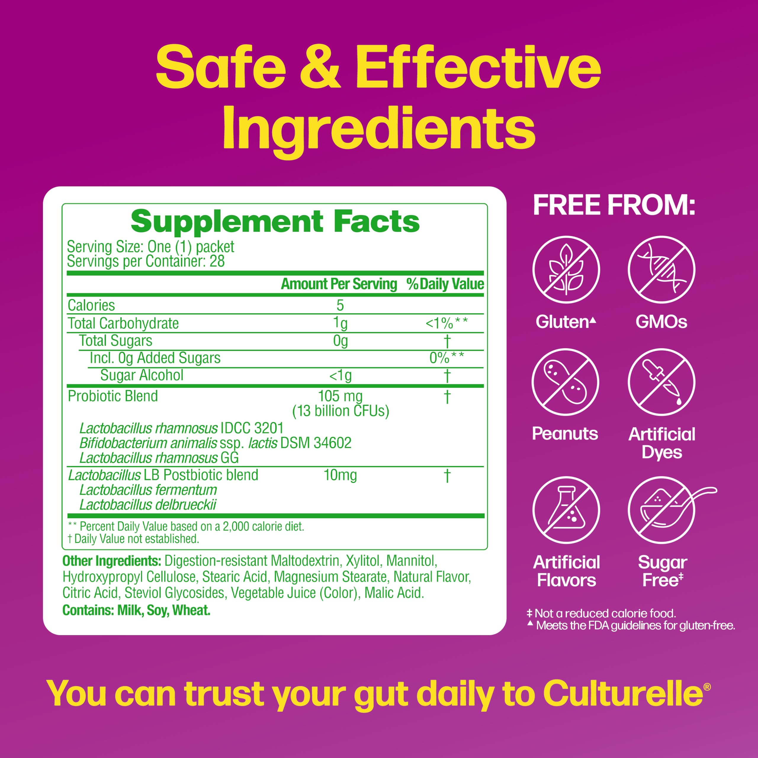 Culturelle etiqueta de ingredientes resaltando cepa y transparencia del producto