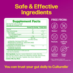 Culturelle etiqueta de ingredientes resaltando cepa y transparencia del producto
