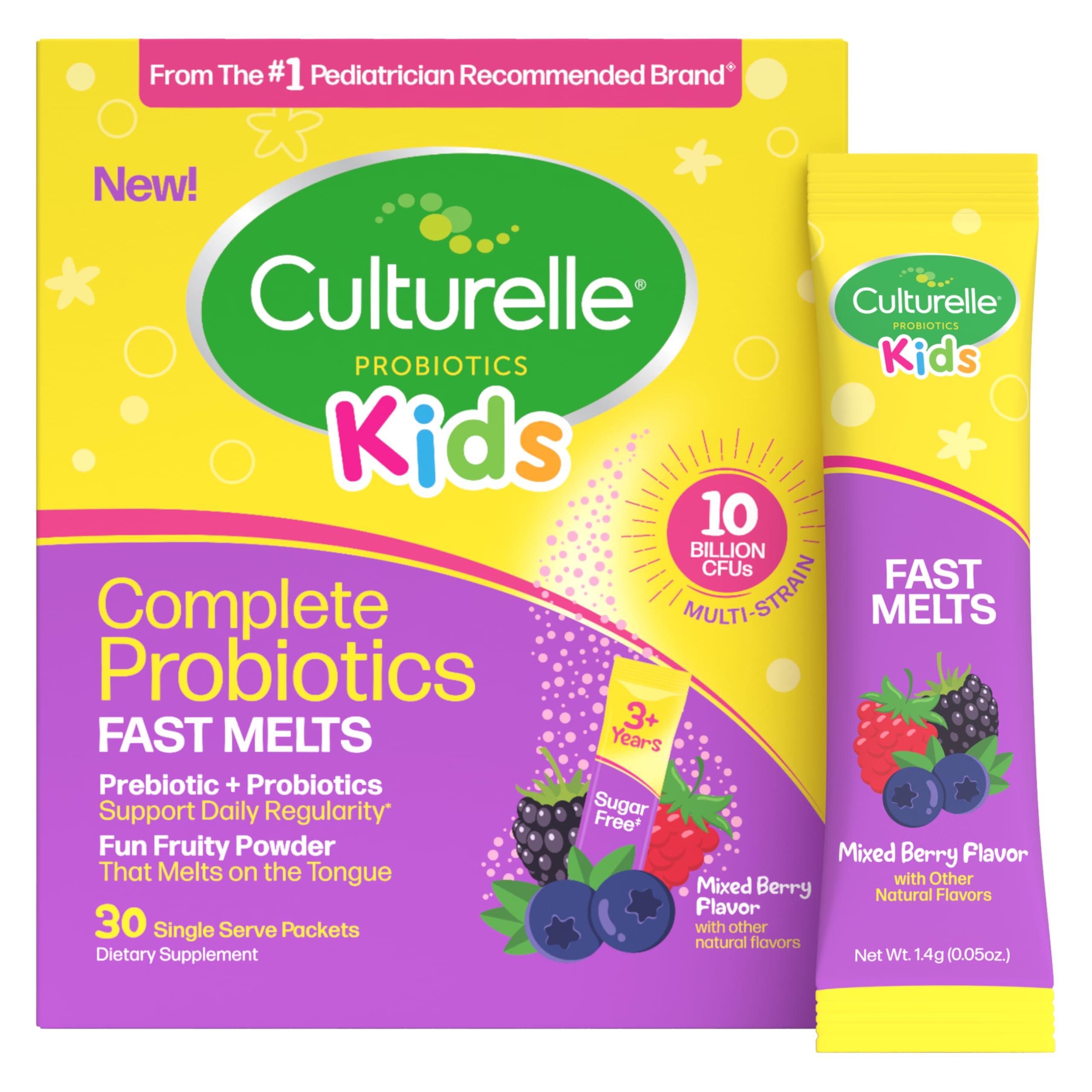 Culturelle envase frontal mostrando sobres y marca, facilita dosis diaria
